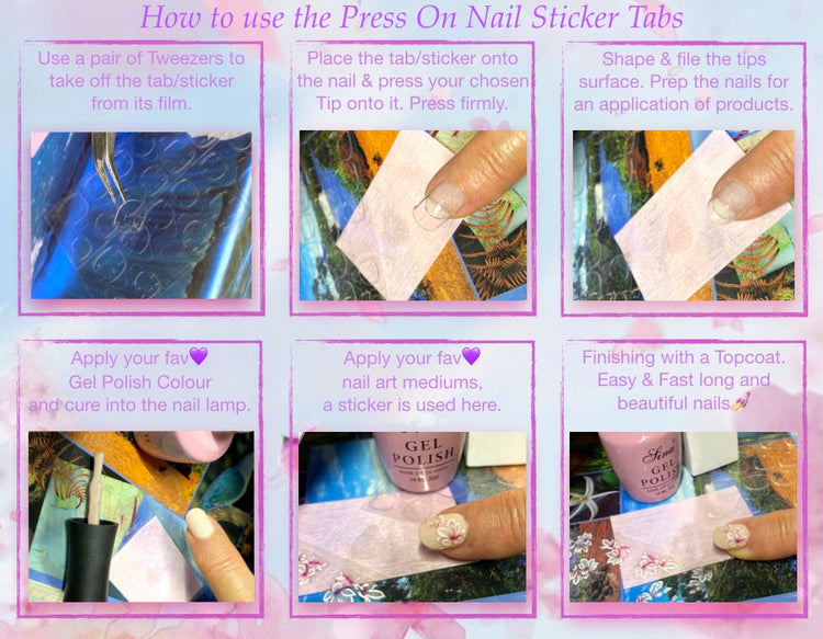 Press On Nail Sticker Tabs (Bag 24pcs) - NSI Australia