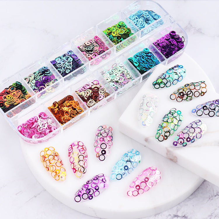 Round Circle Sequins Mix Colours Nail Art Tray - NSI Australia