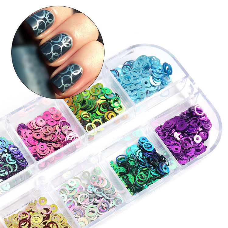 Round Circle Sequins Mix Colours Nail Art Tray - NSI Australia