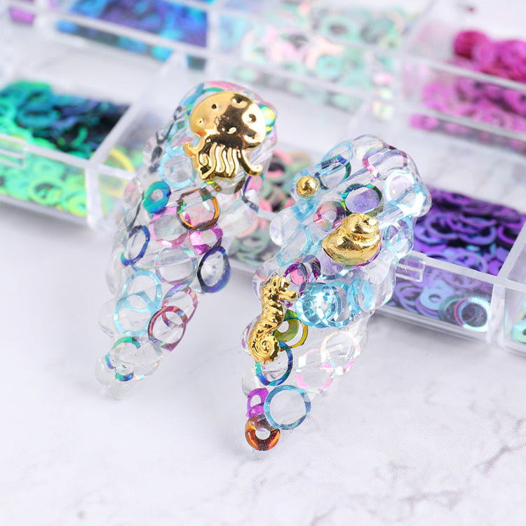 Round Circle Sequins Mix Colours Nail Art Tray - NSI Australia