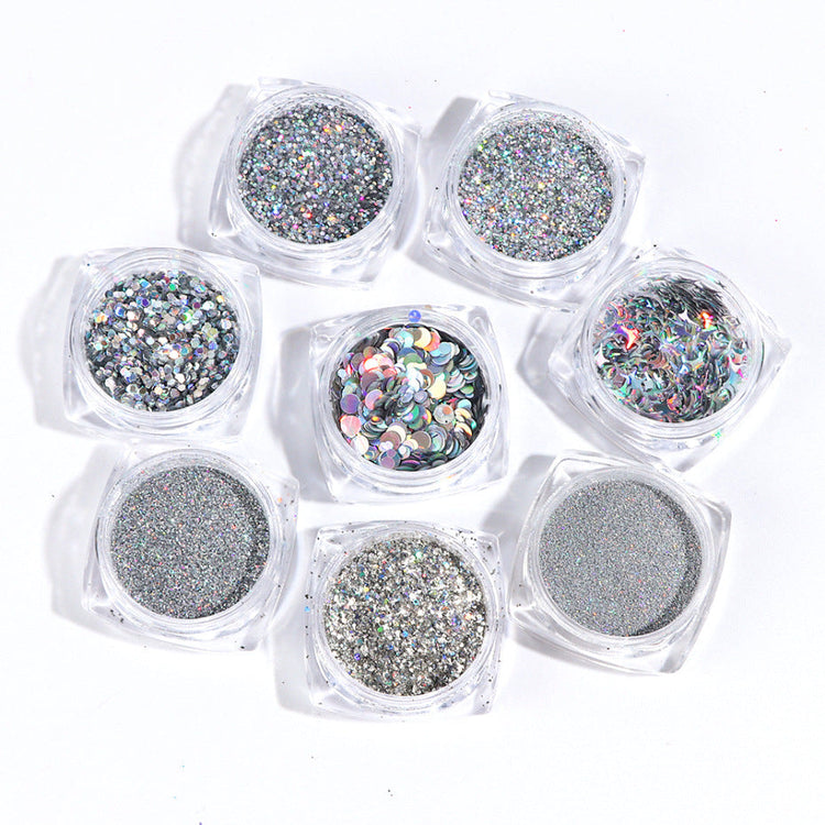 Silver Holographic Glitters 8pcs Pack - NSI Australia