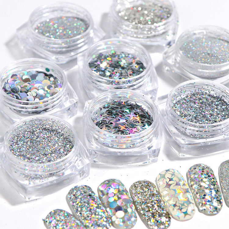 Silver Holographic Glitters 8pcs Pack - NSI Australia