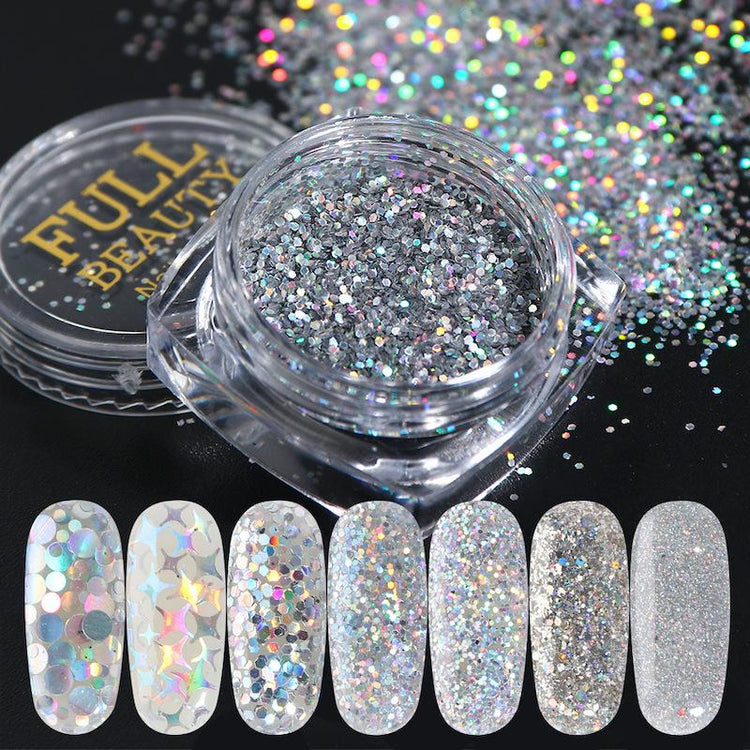 Silver Holographic Glitters 8pcs Pack - NSI Australia