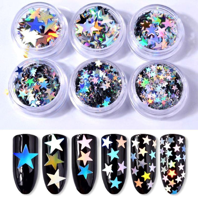 Silver Holographic Stars - 6 Jars Pack - NSI Australia