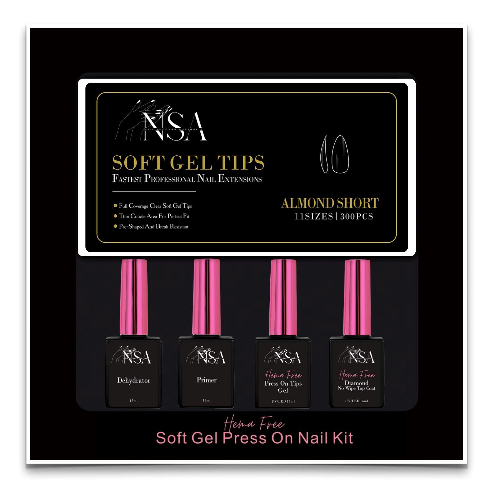 Soft Gel Press On Nail Kit - HEMA Free - NSI Australia