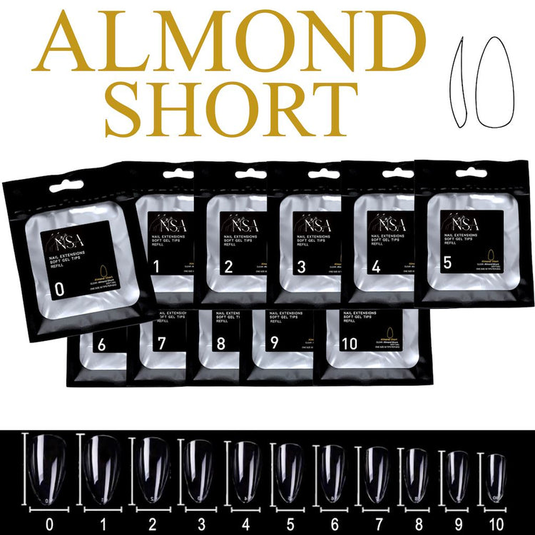 Soft Gel Tips Individual Refill Sizes 50pcs - Almond - NSI Australia