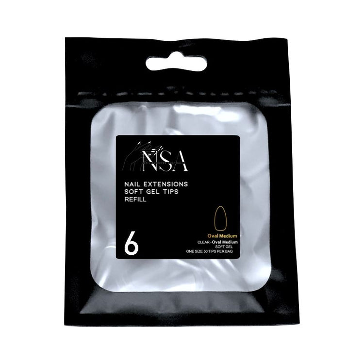 Soft Gel Tips Individual Refill Sizes 50pcs - Oval - NSI Australia