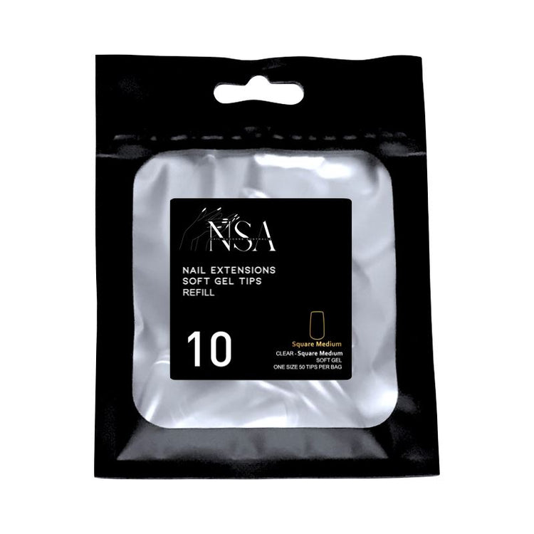 Soft Gel Tips Individual Refill Sizes 50pcs - Square - NSI Australia