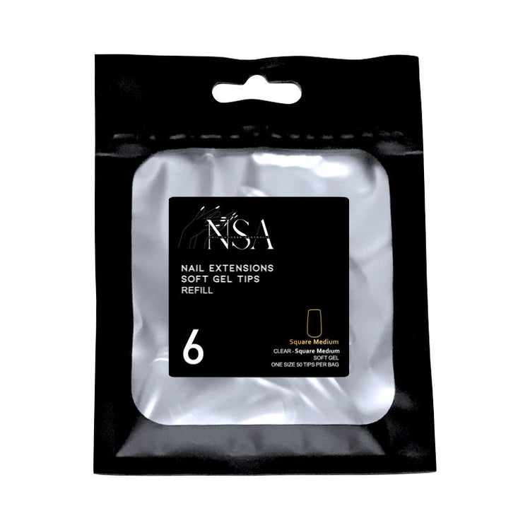Soft Gel Tips Individual Refill Sizes 50pcs - Square - NSI Australia