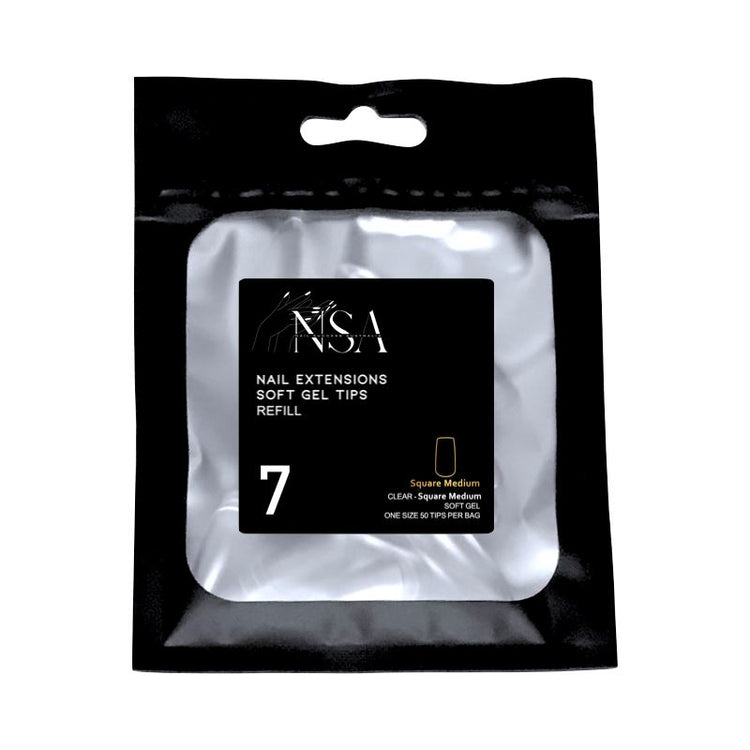 Soft Gel Tips Individual Refill Sizes 50pcs - Square - NSI Australia