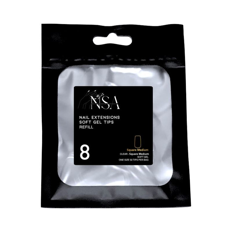 Soft Gel Tips Individual Refill Sizes 50pcs - Square - NSI Australia