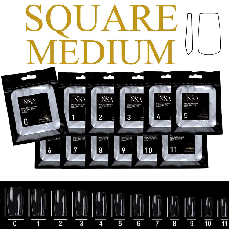 Soft Gel Tips Individual Refill Sizes 50pcs - Square - NSI Australia