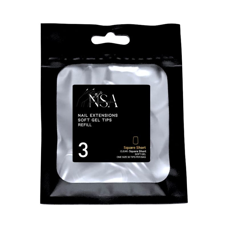 Soft Gel Tips Individual Refill Sizes 50pcs - Square - NSI Australia