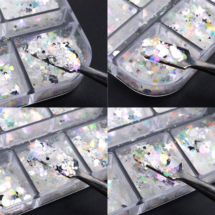 Ultra-Thin Sequins Glitters Nail Art (6-Grid Tray) - NSI Australia