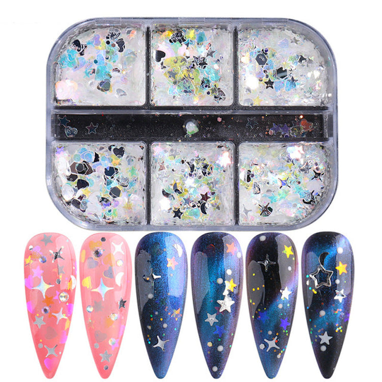 Ultra-Thin Sequins Glitters Nail Art (6-Grid Tray) - NSI Australia