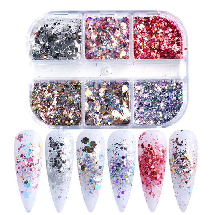 Ultra-Thin Sequins Glitters Nail Art (6-Grid Tray) - NSI Australia