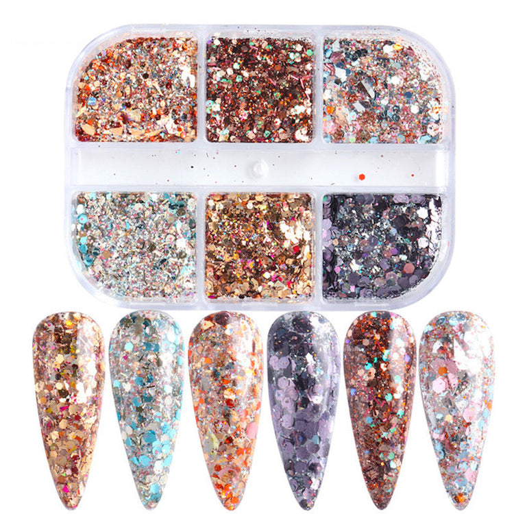 Ultra-Thin Sequins Glitters Nail Art (6-Grid Tray) - NSI Australia
