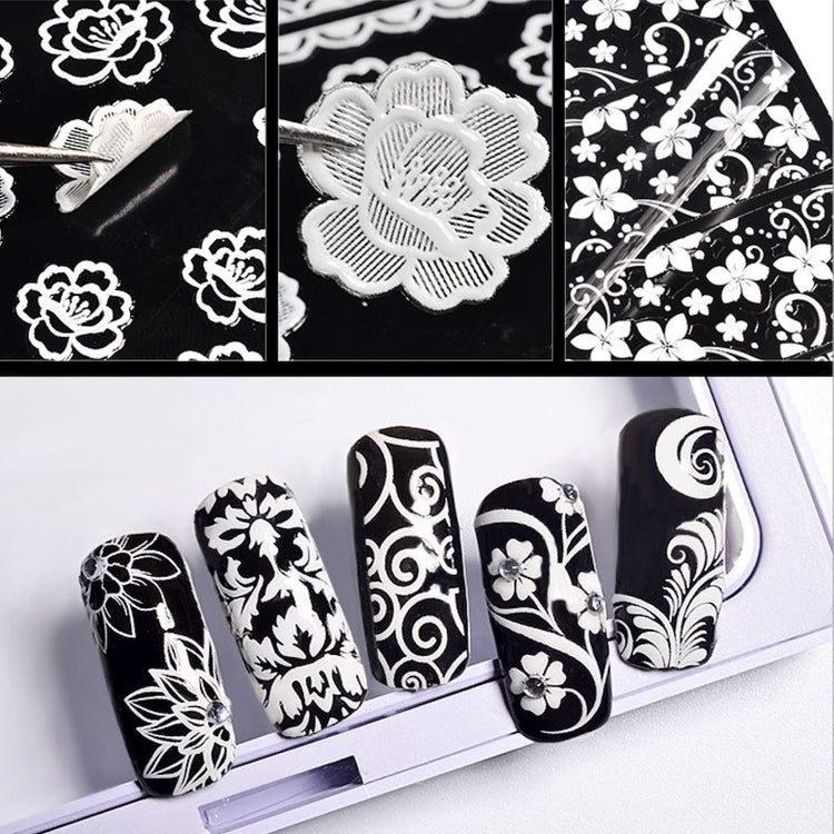 White Flowers Lace Nail Art Stickers - NSI Australia