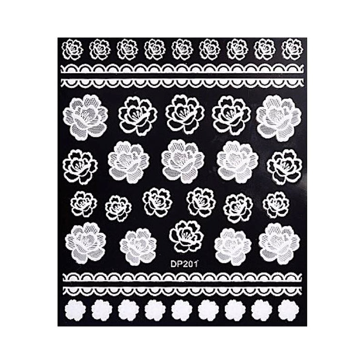 White Flowers Lace Nail Art Stickers - NSI Australia