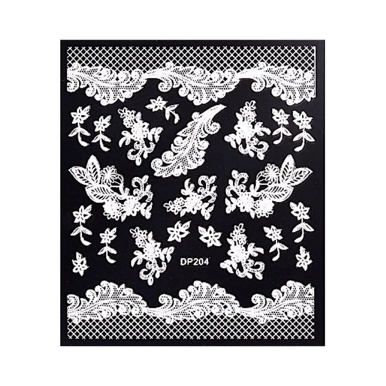 White Flowers Lace Nail Art Stickers - NSI Australia