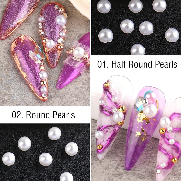 White Pearls Nail Art Decoration Wheels - NSI Australia