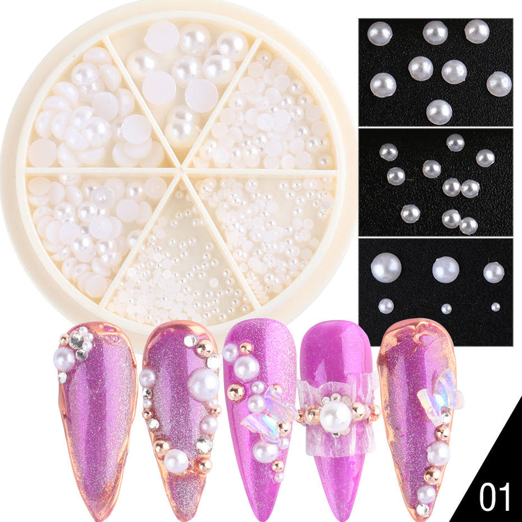 White Pearls Nail Art Decoration Wheels - NSI Australia