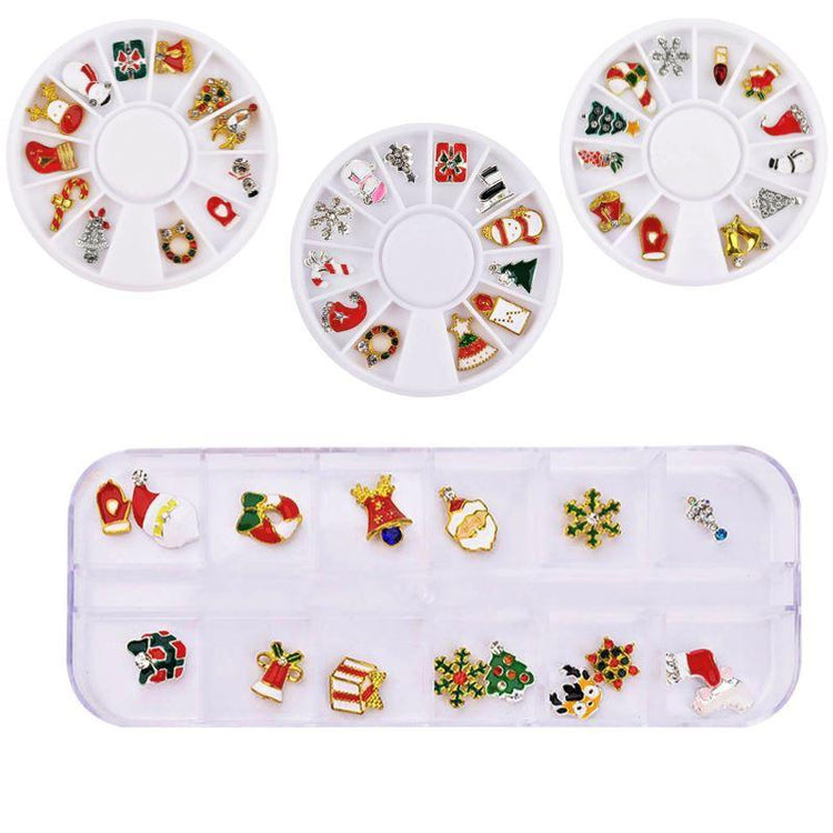 XMAS Charms Nail Art Decoration Wheels & Tray - NSI Australia