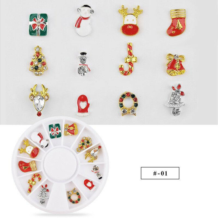XMAS Charms Nail Art Decoration Wheels & Tray - NSI Australia