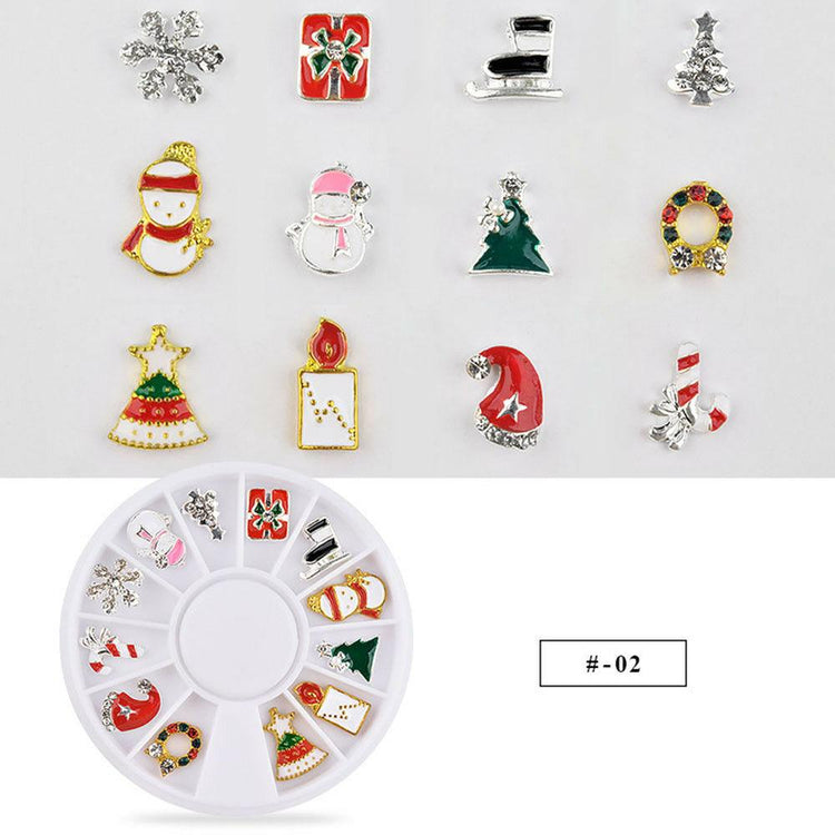 XMAS Charms Nail Art Decoration Wheels & Tray - NSI Australia