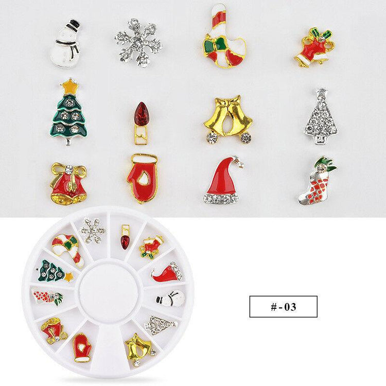 XMAS Charms Nail Art Decoration Wheels & Tray - NSI Australia